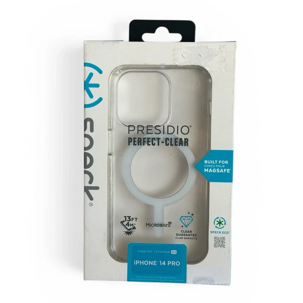Speck Presidio Perfect-Clear MagSafe Case designed for the iPhone 14 Pro NWT